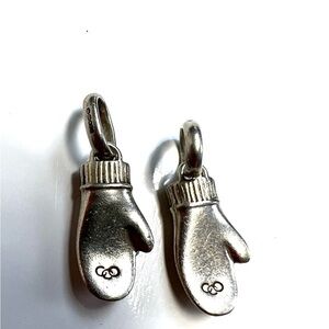 Links of London pair of heart mitten charms Sterling Silver.